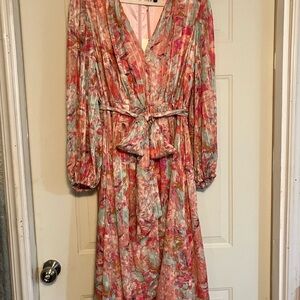 Alex Marie Pink Elegant Dress with Bishop Sleeves